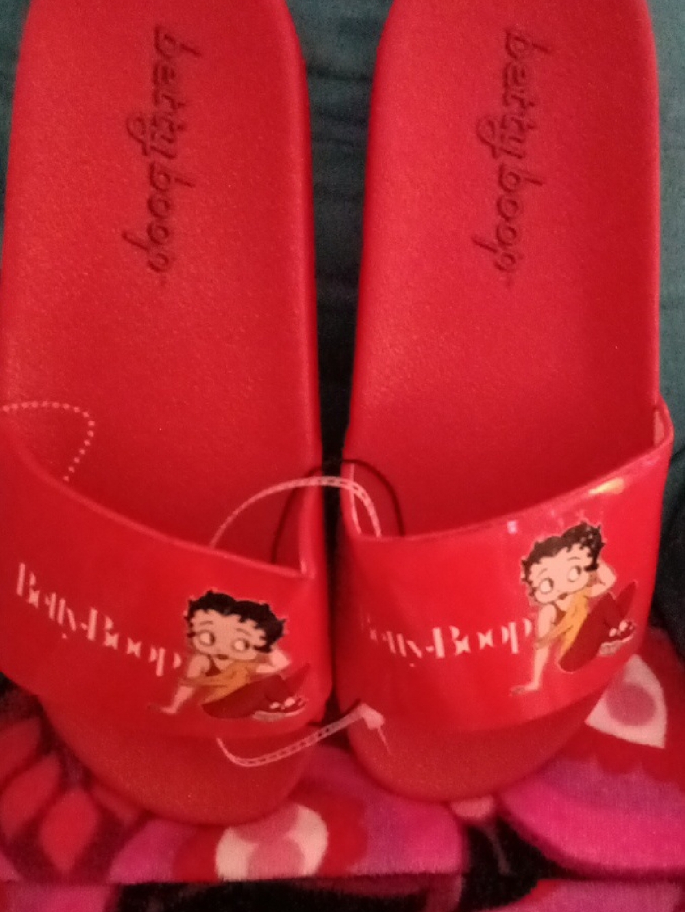 Betty Boop Girls' Bright Red Slide Sandals with Character Print